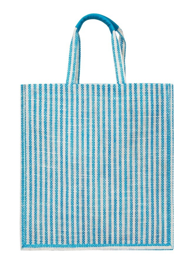 Jute Cottage Jute Bags for Shopping for Women and Men | Jute Grocery Bag | Jute Carry Bag | Jute Bags with zip | Printed Jute Bag, Blue - Image 2